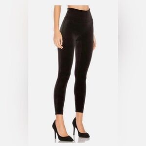 Spanx Assets Black Velvet High-Waisted Leggings Small